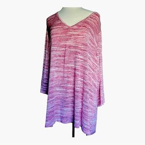 Lane Bryant Pink, Maroon and White Stripped Long Sleeve Shirt Size 4X